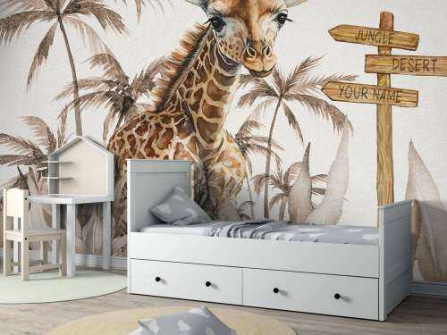 Baby-Giraffe im Dschungel taupe