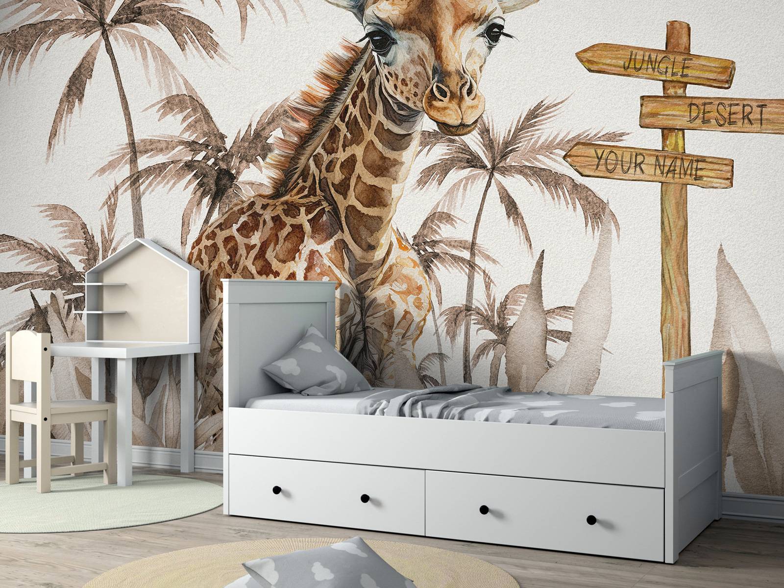 Baby-Giraffe im Dschungel taupe