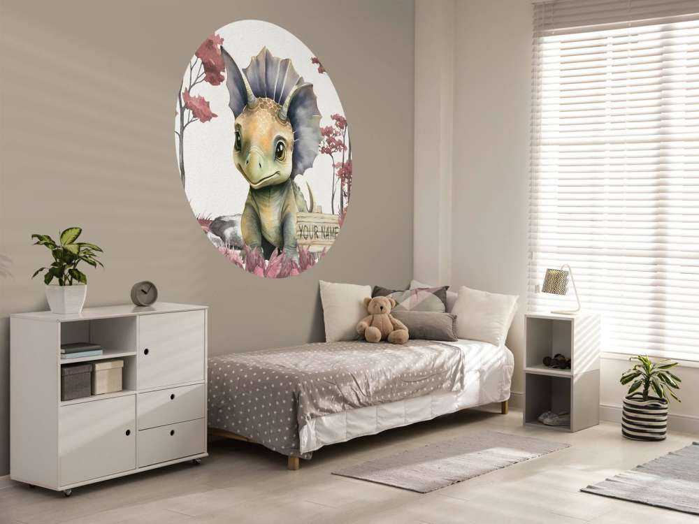 Baby-Triceratops im rosa Dschungel