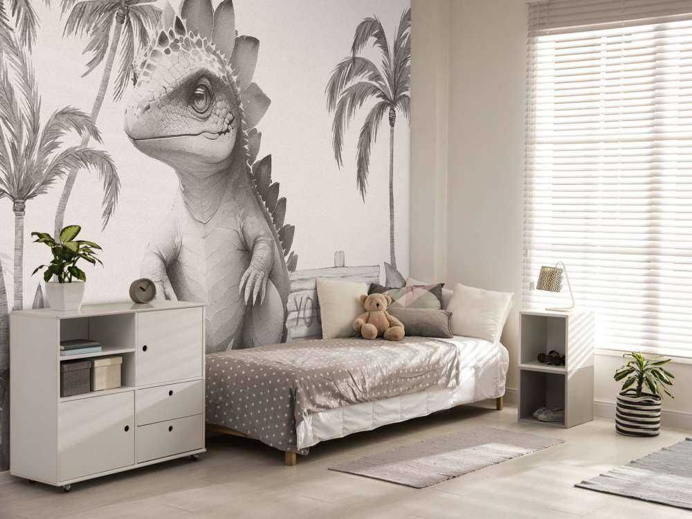 Baby-Stegosaurus im beigefarbenen Dschungel