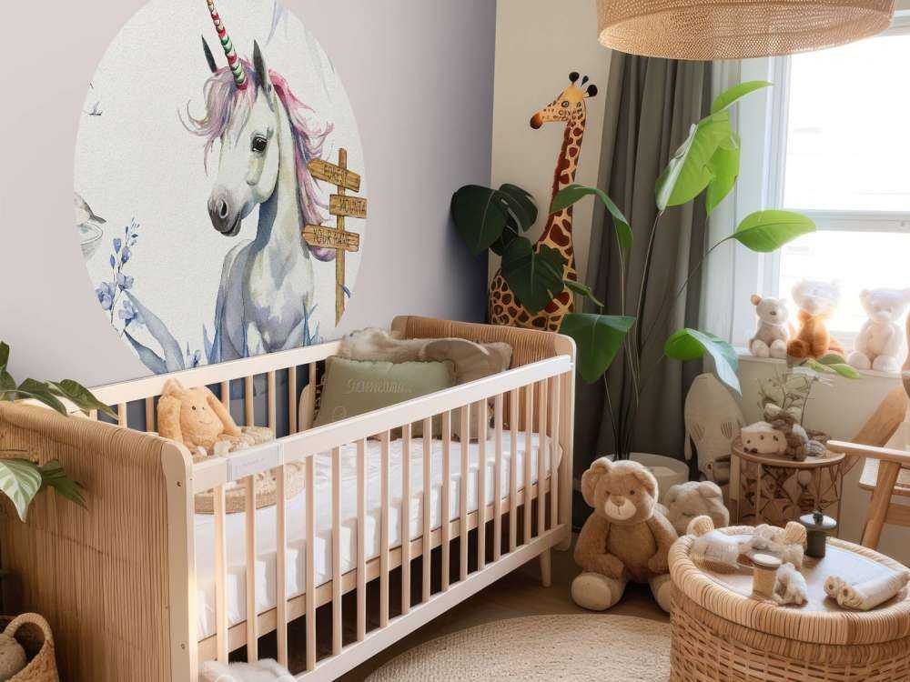 Baby Einhorn mit Pflanzen blau