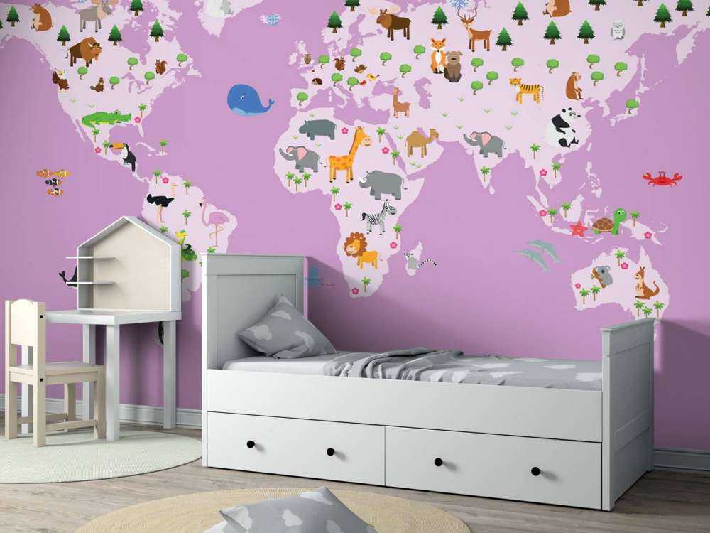 Kinder Weltkarte rosa