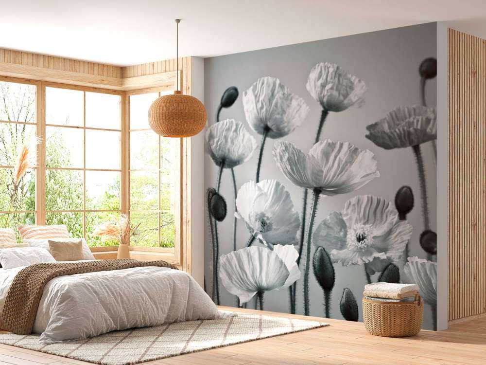 Blauton Mohnblumen
