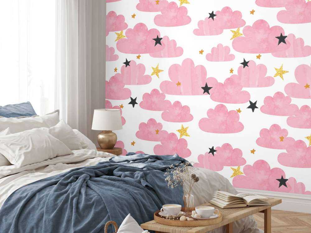Aquarellwolken, rosa