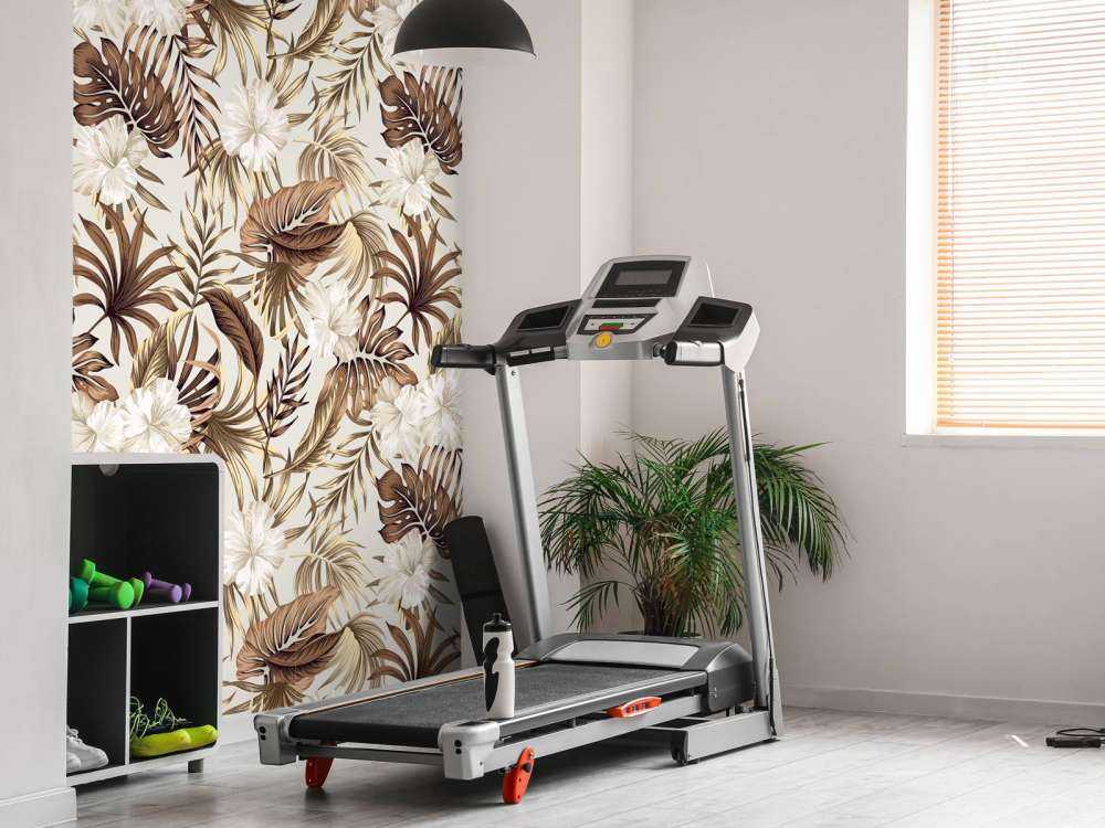 Tropische Blumen, beige