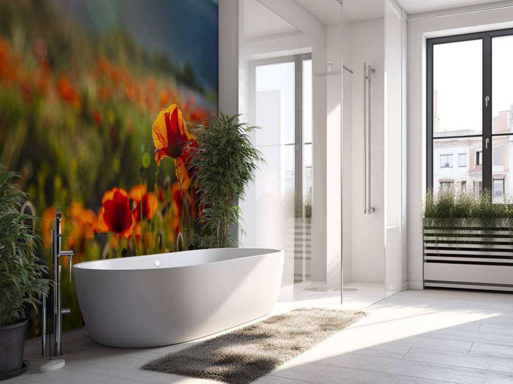 Mohnblumen mit Sonnenstrahlen