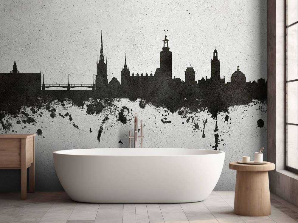 Aquarell-Skyline, Stockholm