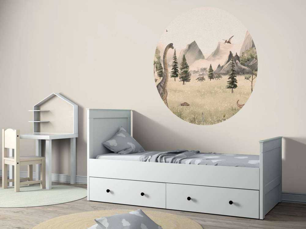 Landschaft mit Dinosauriern in beige