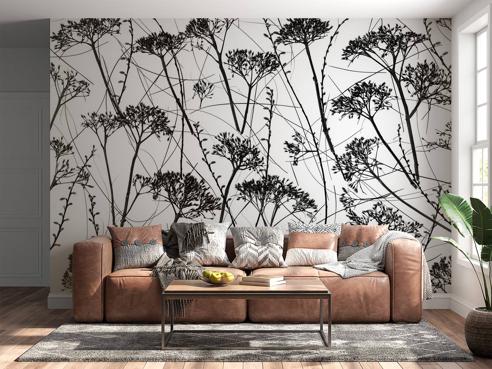 Silhouette of dried plants