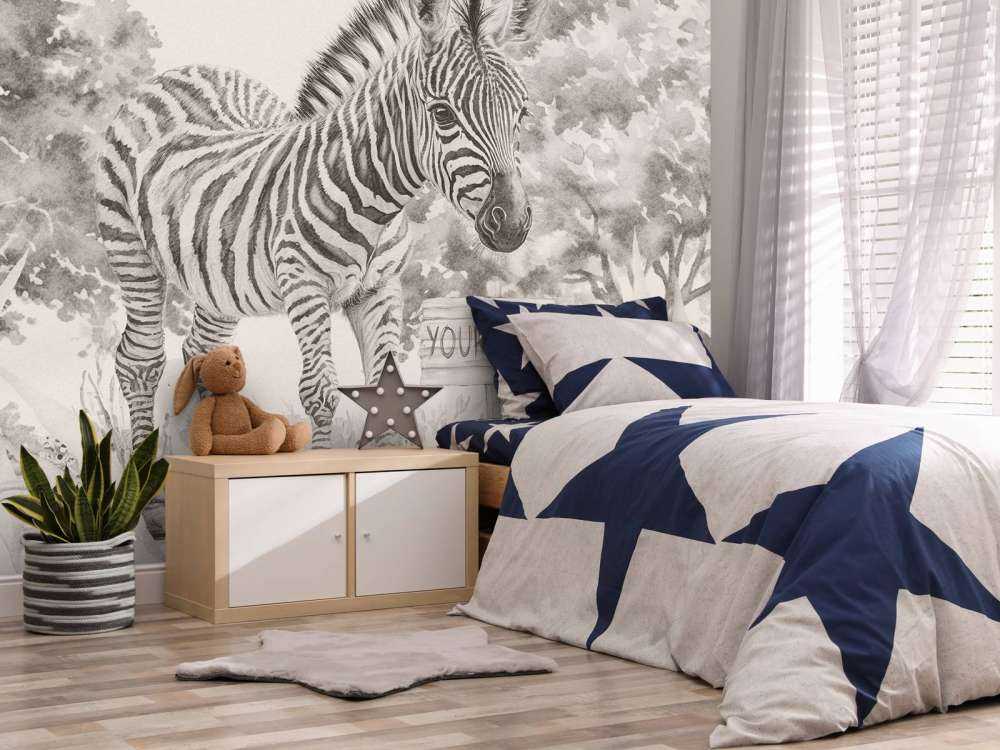 Junges Zebra in der Wildnis beige