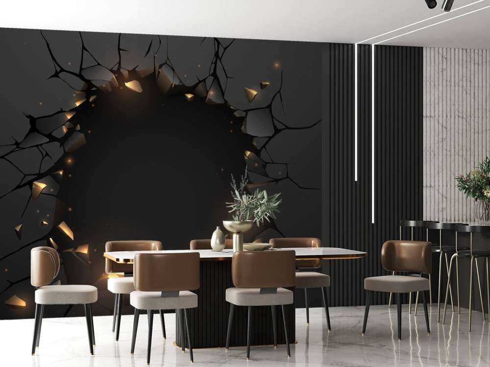 Schwarze Wand mit Loch