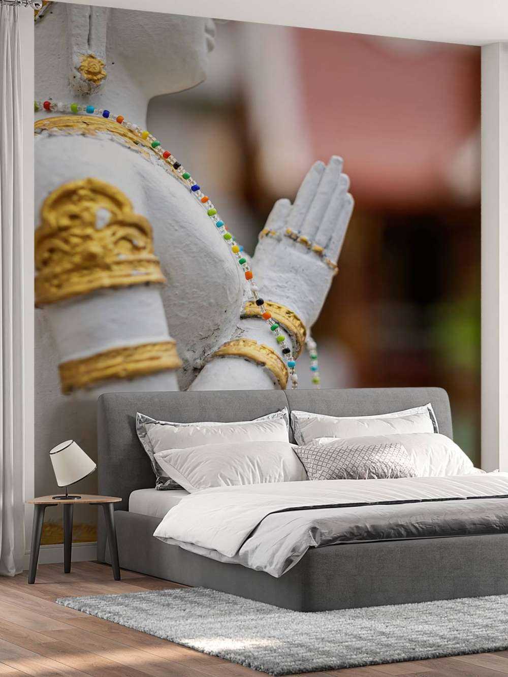 Weißer und goldener Buddha Tempelanlage in Bangkok (Thailand)