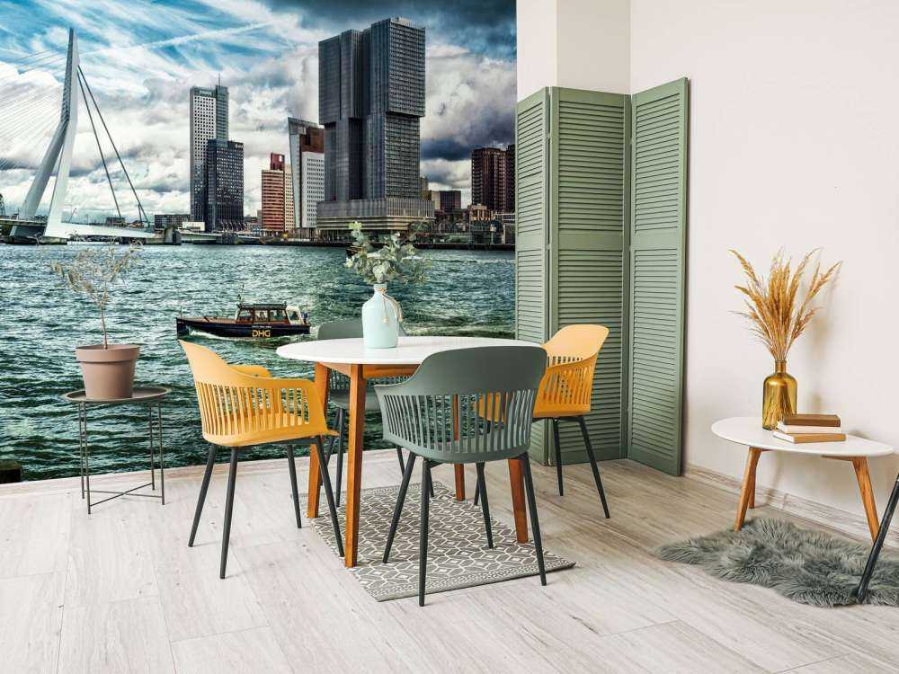 Skyline' Rotterdam mit Blick auf den Kop van Zuid in Farbe 