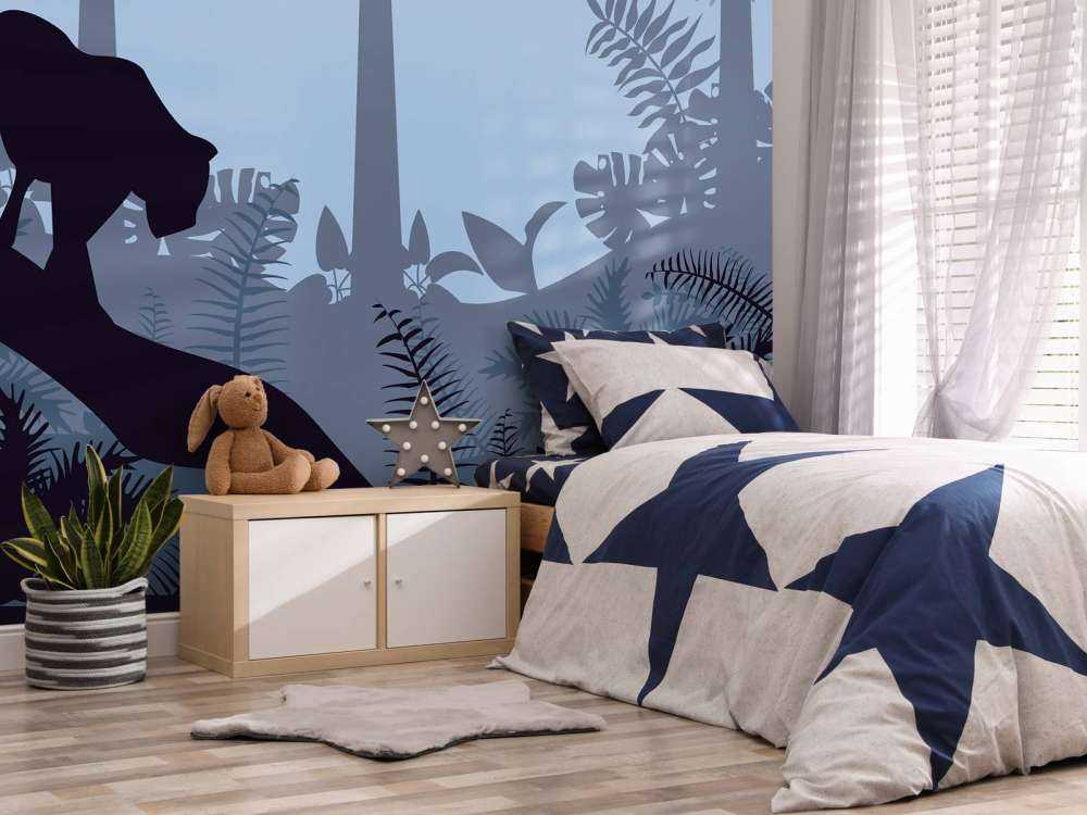 Leopard in einem blauen Dschungel