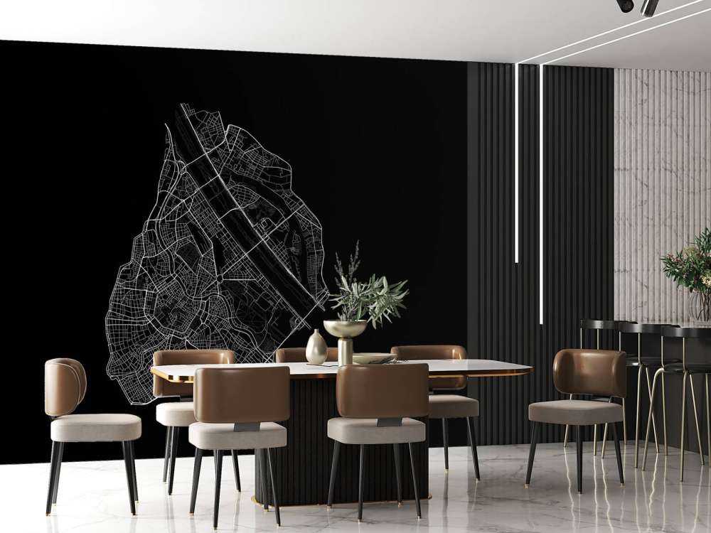 Karte der Wiener Innenstadt, schwarz