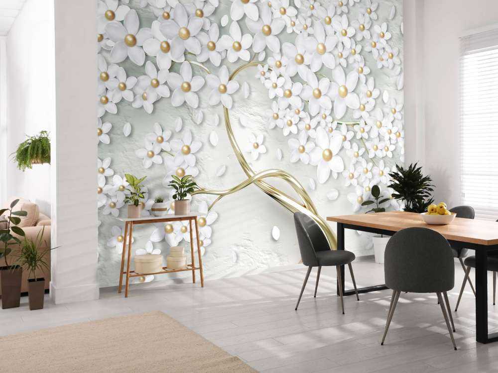 Goldene weiße Blüten