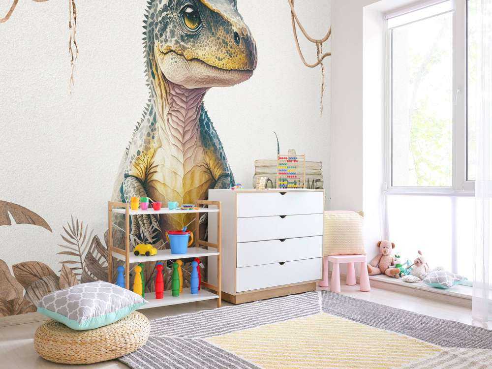 Baby-T-Rex im taupefarbenen Dschungel
