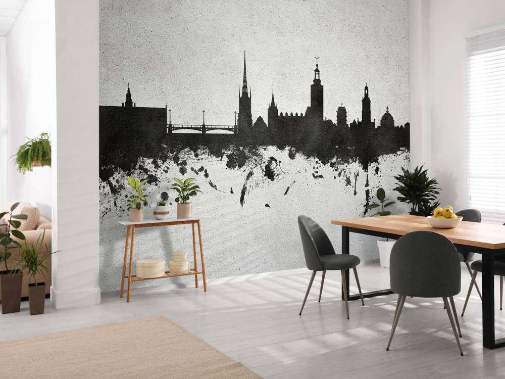Aquarell-Skyline, Stockholm