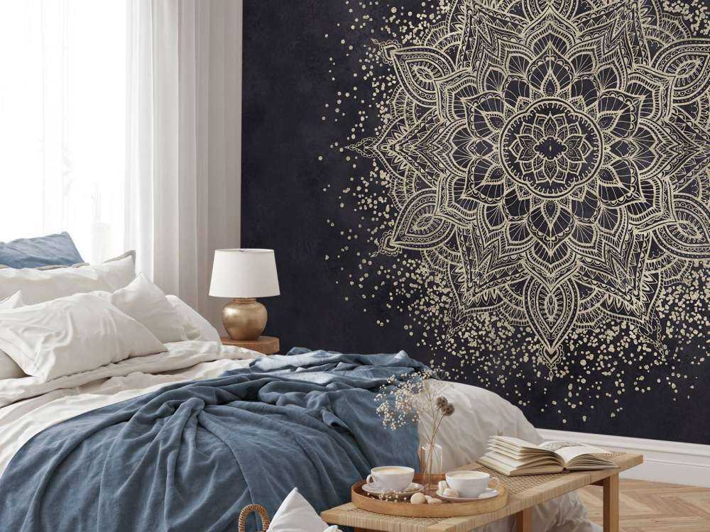 Golden Sparkling Mandala - dunkelmarine