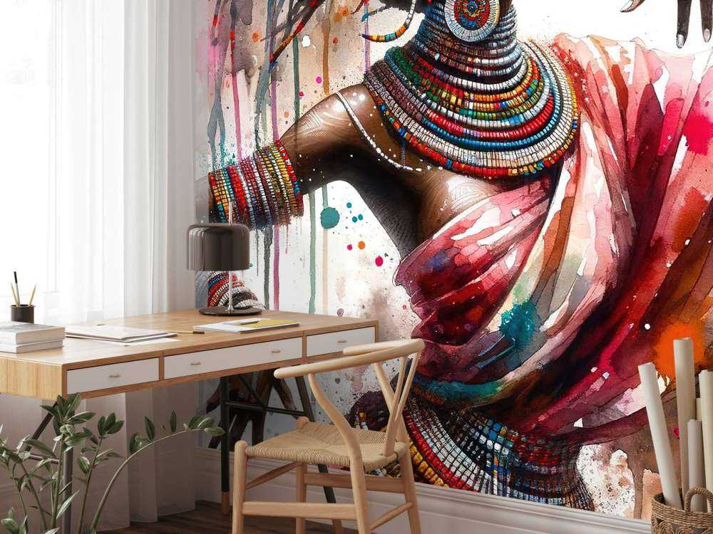 Aquarell Afrikanische Tänzerin