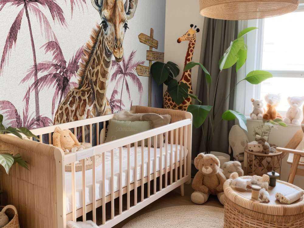 Baby-Giraffe im Dschungel rosa