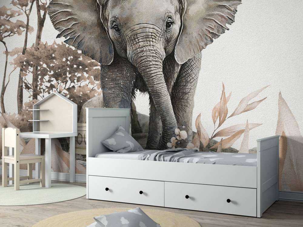 Elefantenbaby im Dschungel taupe