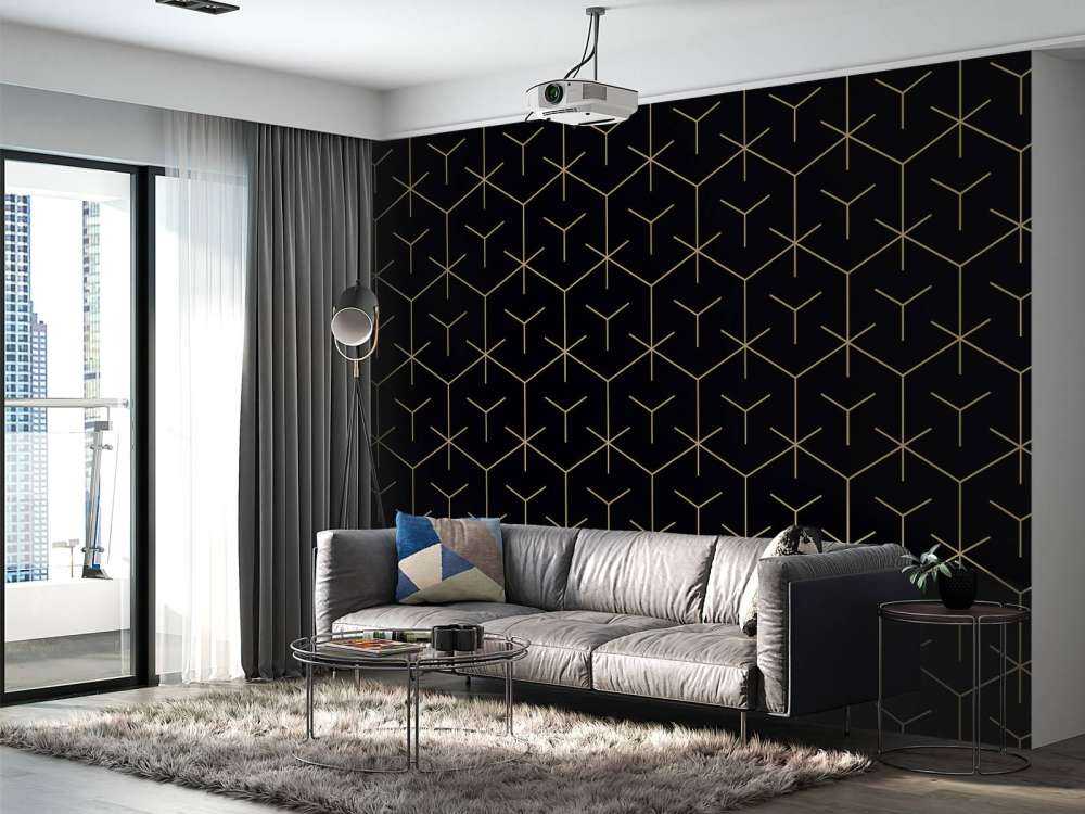 Geometrische Sechsecke, schwarz