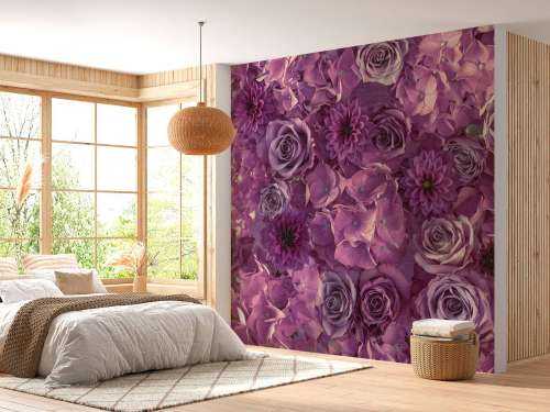 Lila Hortensien, Rosen und Dahlien