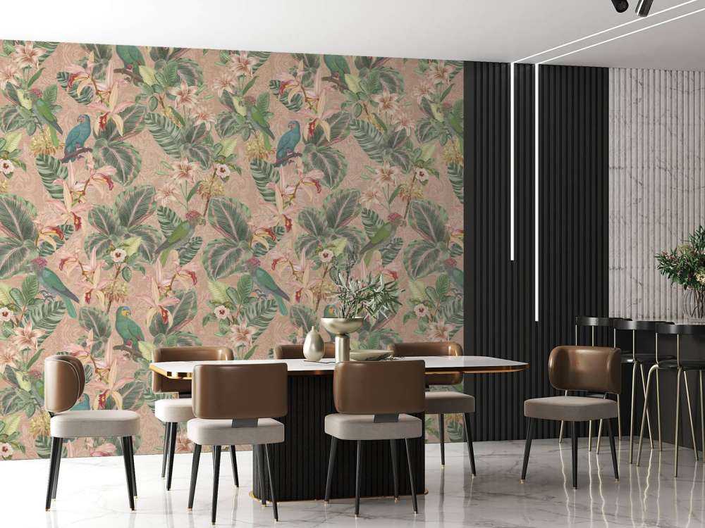 Tropical Jungle Vögel & Papageien - terracotta