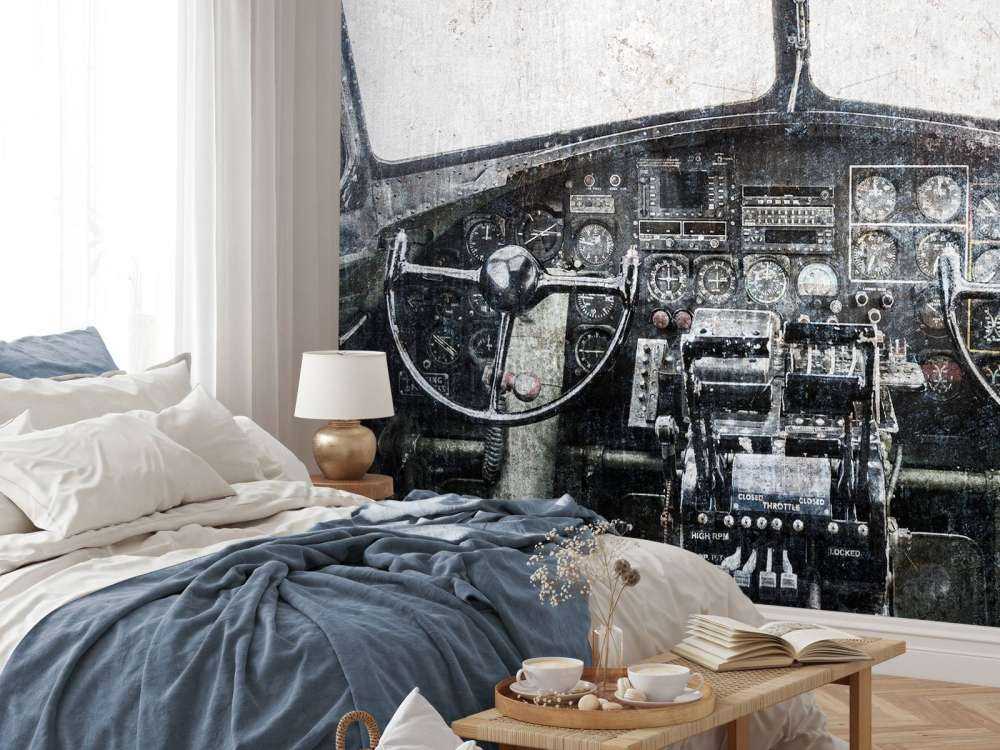 Cockpit eines Oldtimer-Flugzeugs