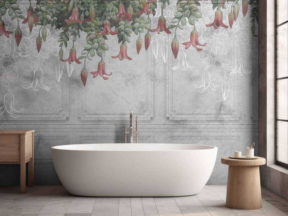 Klassische graue Polsterung mit Blumen