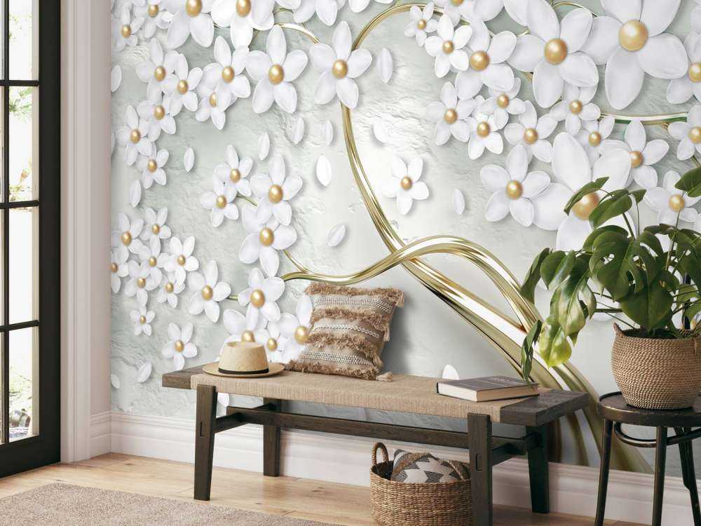 Goldene weiße Blüten