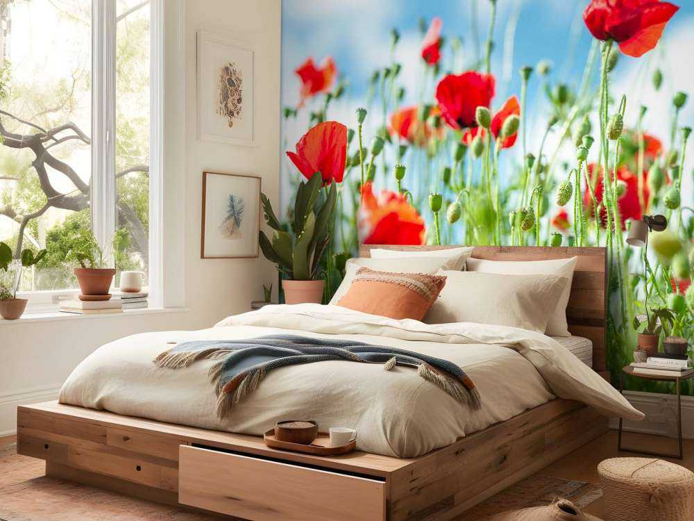 Feld mit Mohnblumen