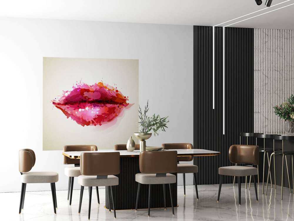 Rote Damenlippen