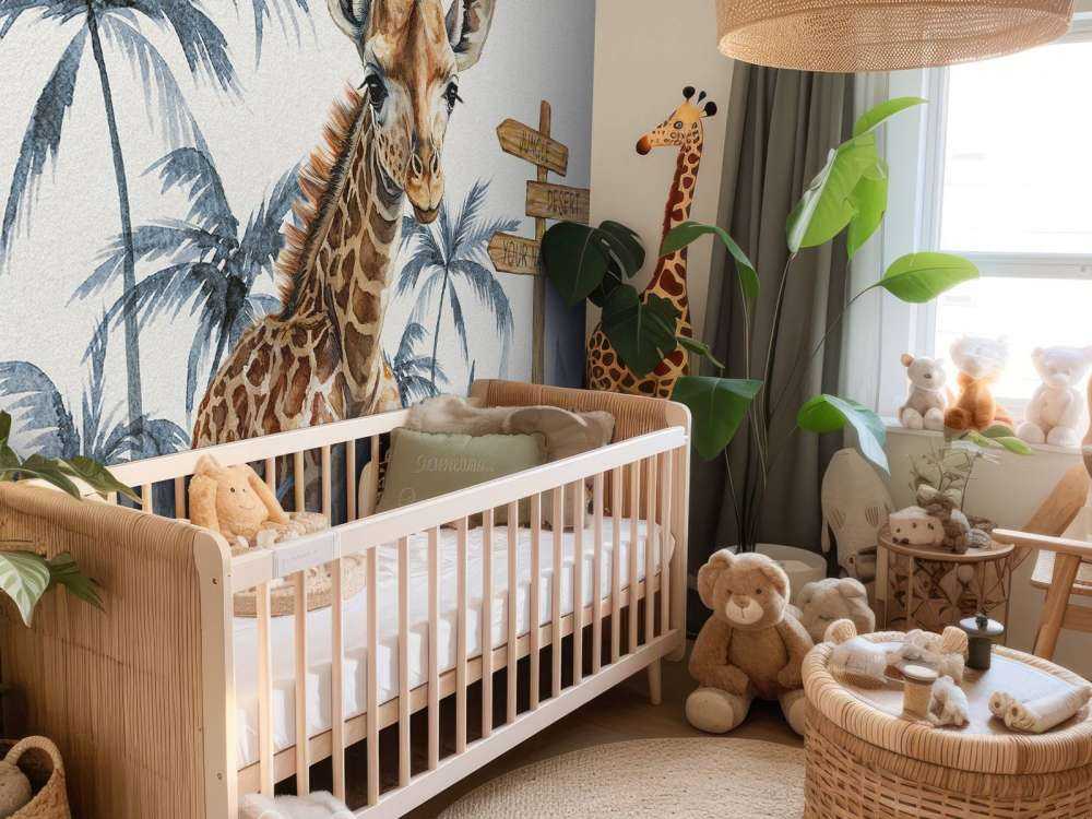 Baby-Giraffe im Dschungel blau