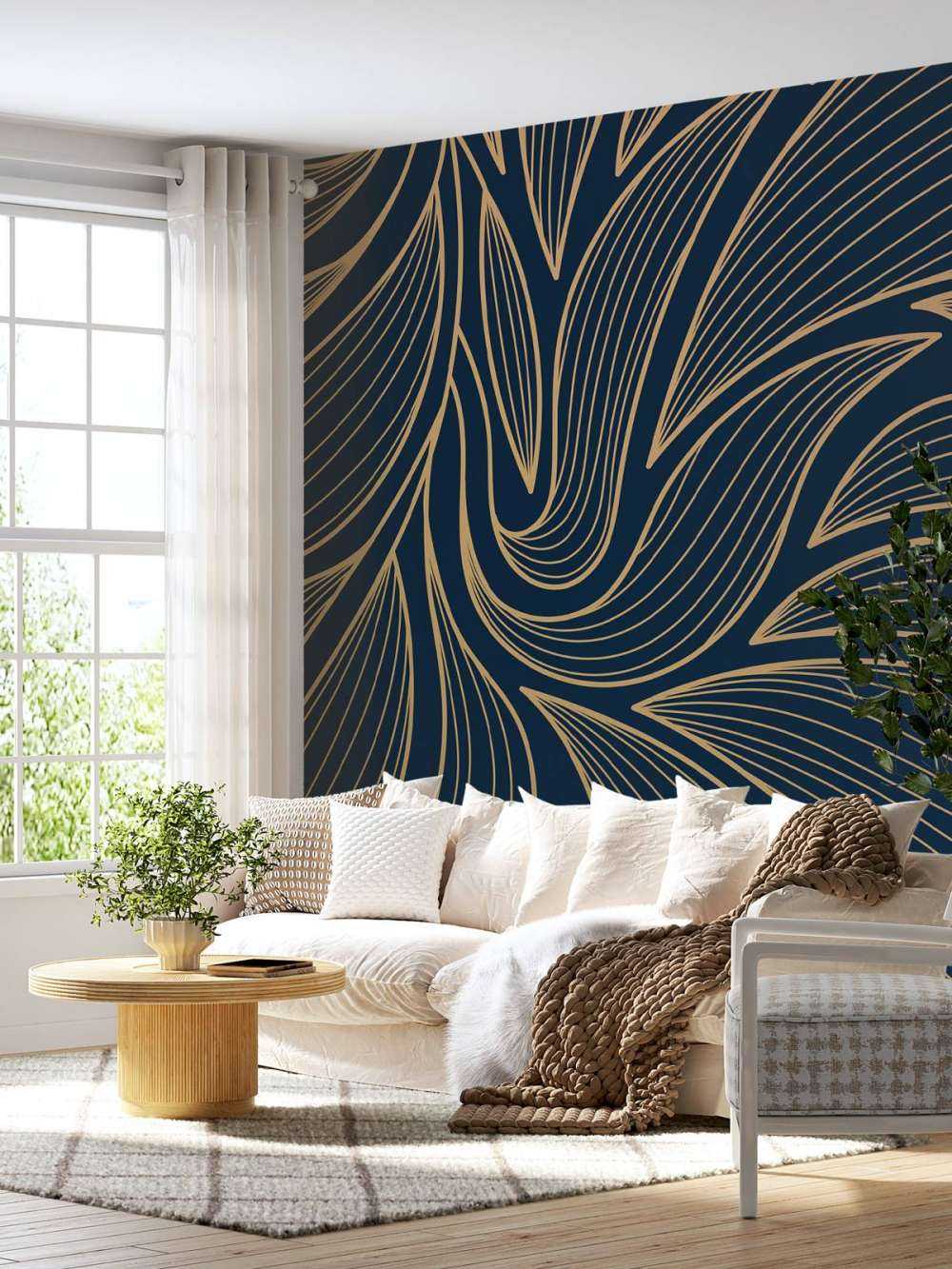Art deco Blumen blau