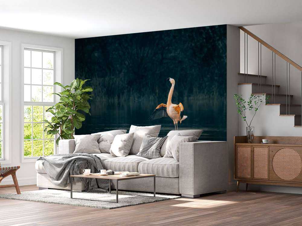 Flamingo in verlassenem See