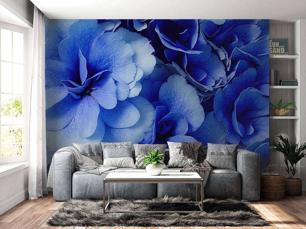 Nahaufnahme von blauen Hortensien