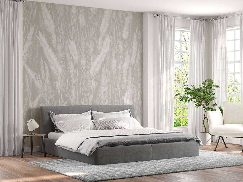 Wand von Feldgräsern - grau