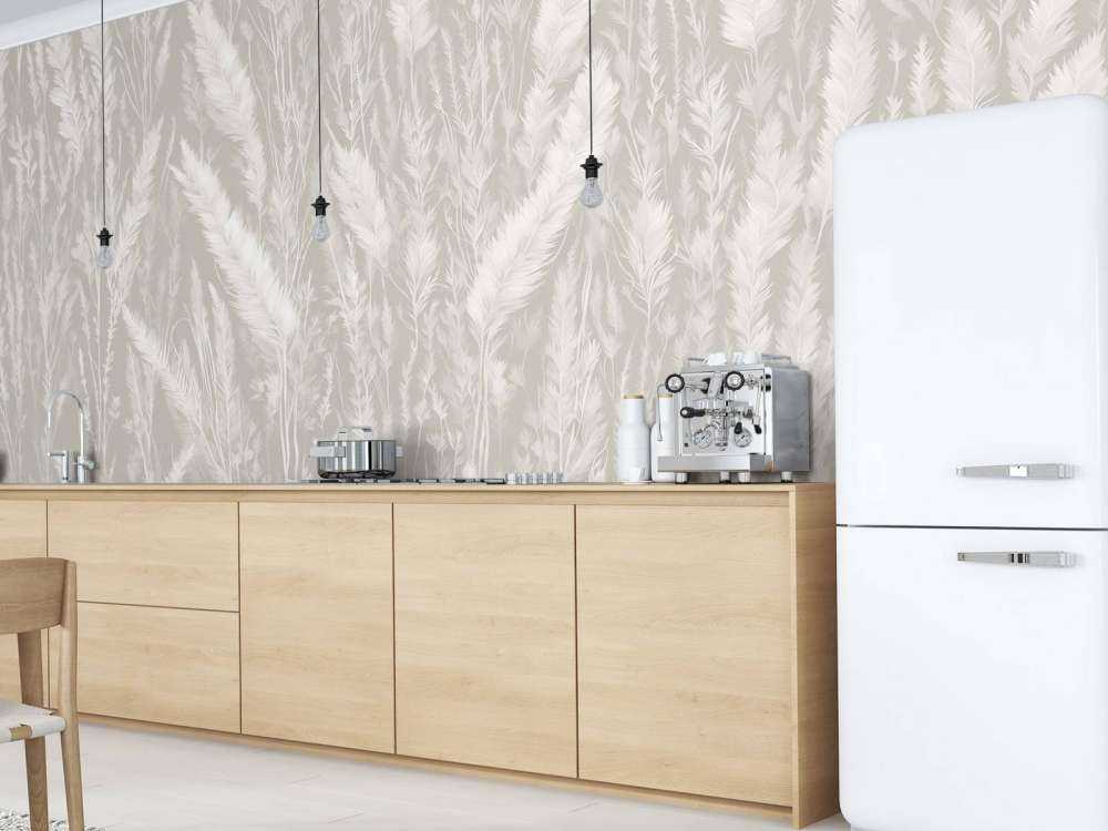 Wand von Feldgräsern - grau