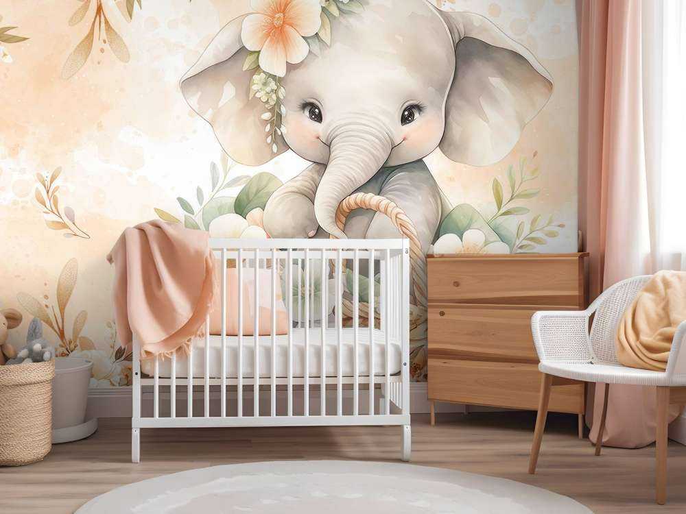 Schattenelefant im Blumenkorb