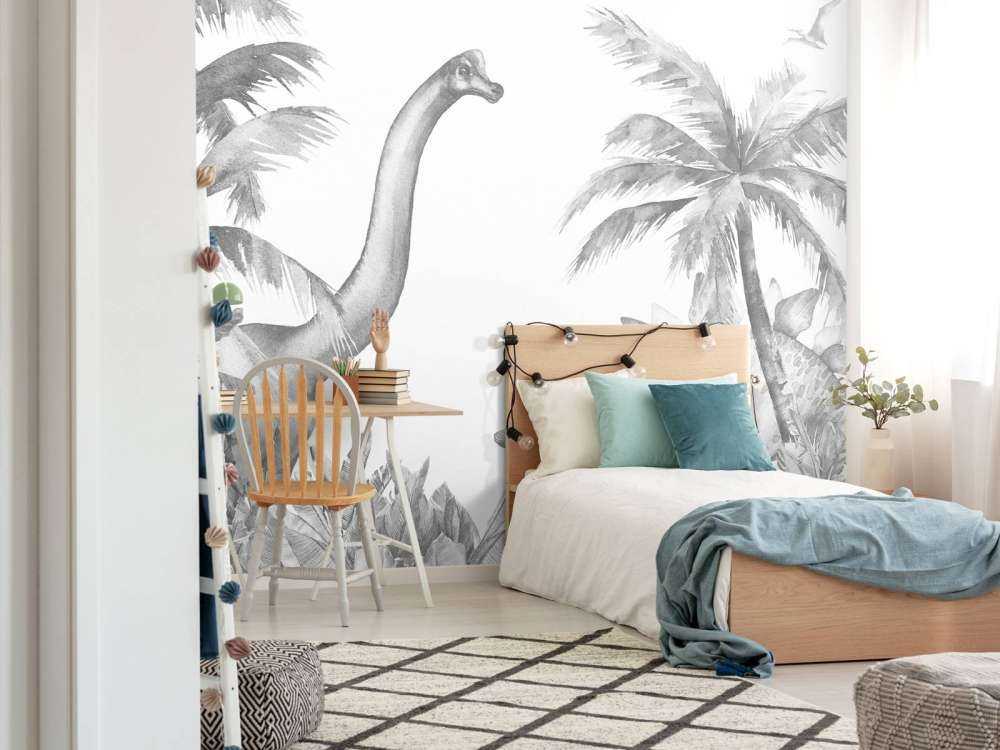 Dinosaurier in Schwarz-Weiß