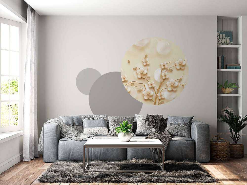 Goldener Zweig mit Blumen