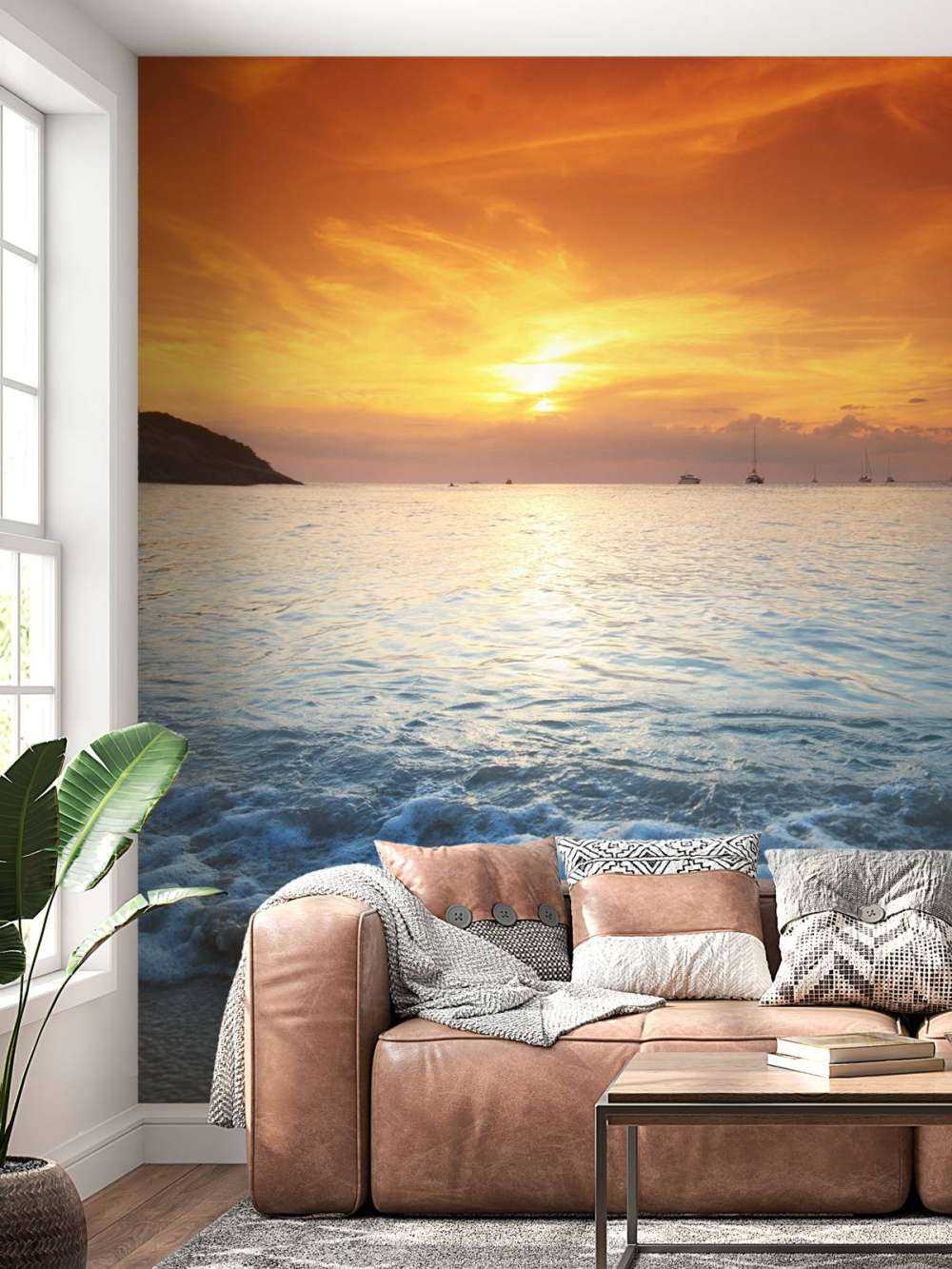 Blauer Strand bei Sonnenuntergang