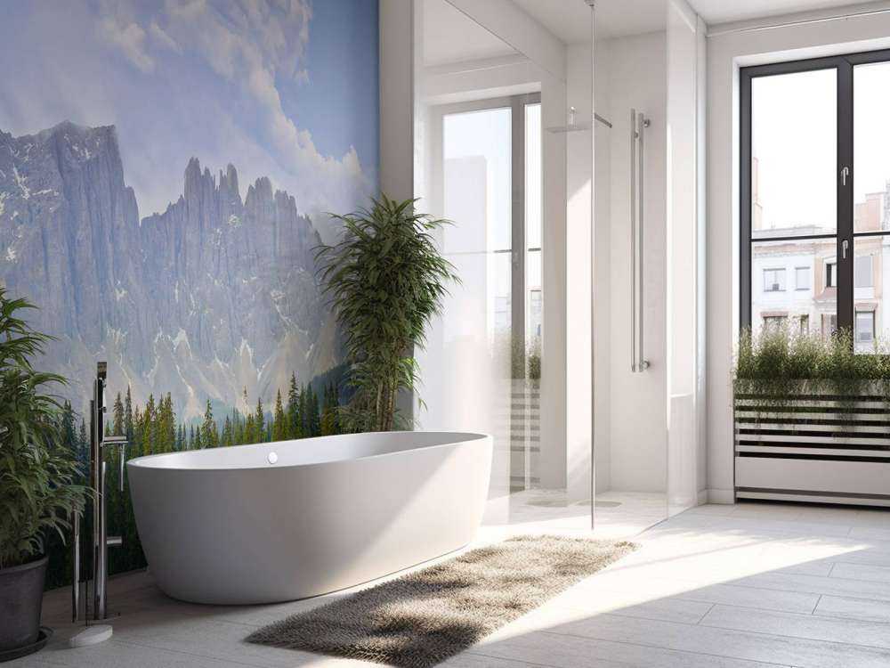 Berge mit Bäumen und Wolken