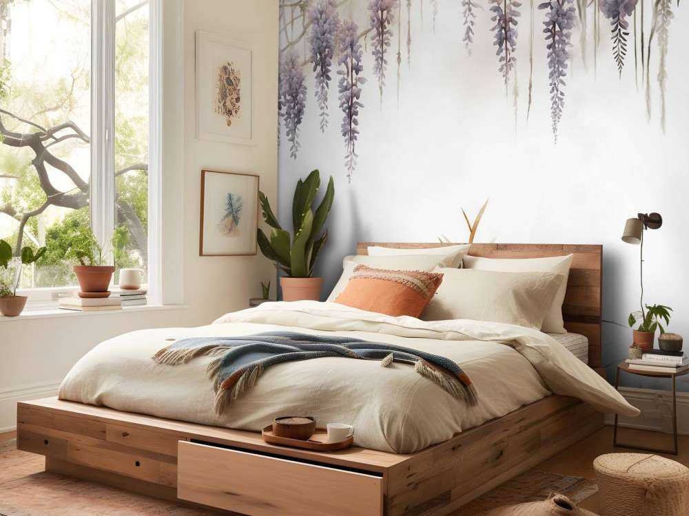 Wisteria und Feldgräser Beige