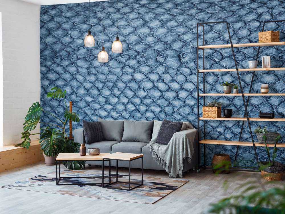 Lachshauttextur in Blau