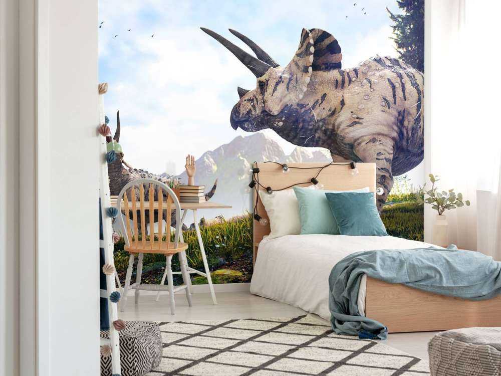 Dinosaurier wandern durch die Landschaft