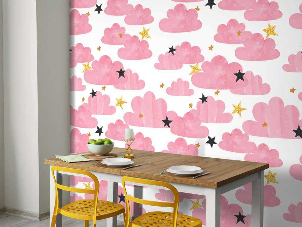 Aquarellwolken, rosa