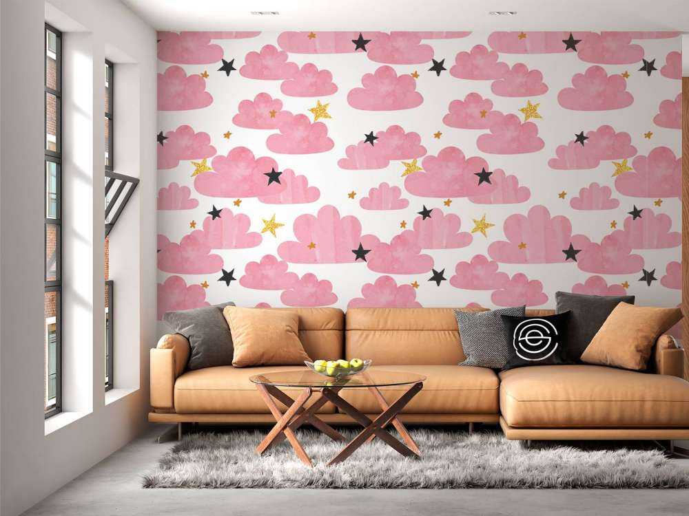 Aquarellwolken, rosa